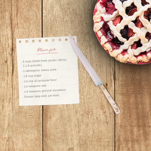 Realistic pie recipe mock up