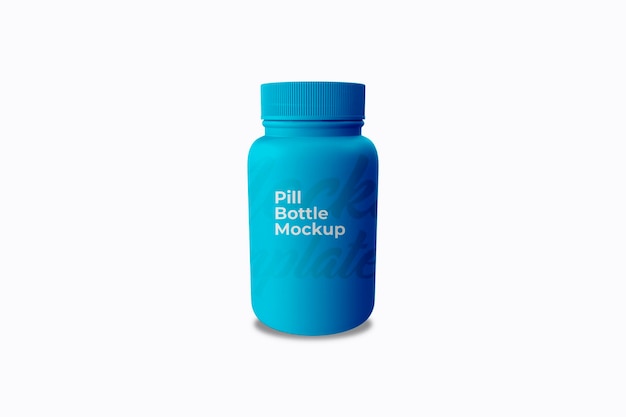 PSD realistic pill blue bottle mockup