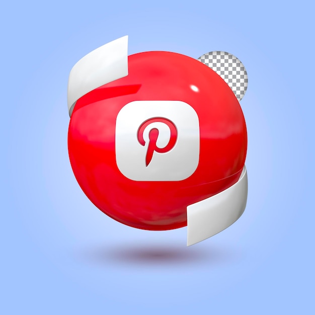 Realistic Pinterest icon 3D rendering premium psd