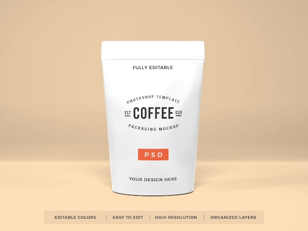 Realistic Plastic Coffee Packaging Mockup