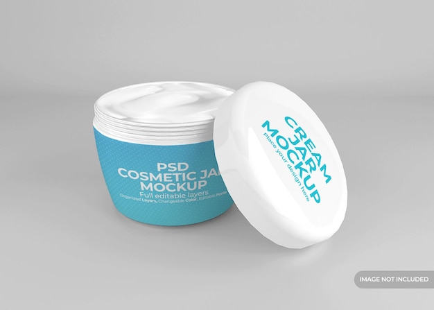 Realistic plastic cosmetic cream jar mockup