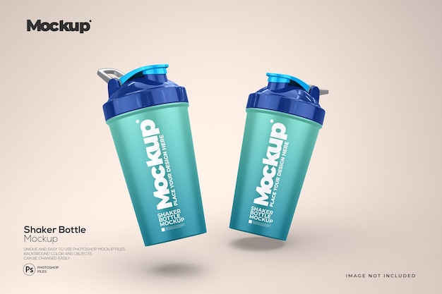 Realistic plastic shaker bottle mockup