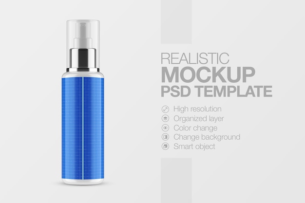 Realistic plastic spray bottle cosmetic mockup