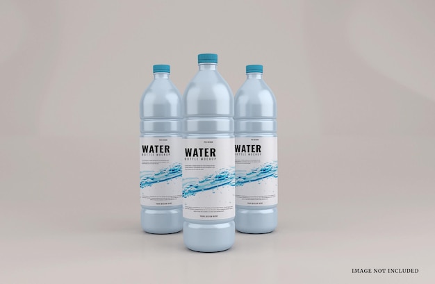 Realistic plastic water bottle mockup template