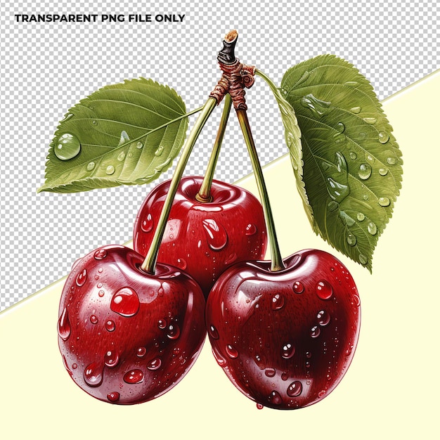 Realistic png cherry with a transparent background