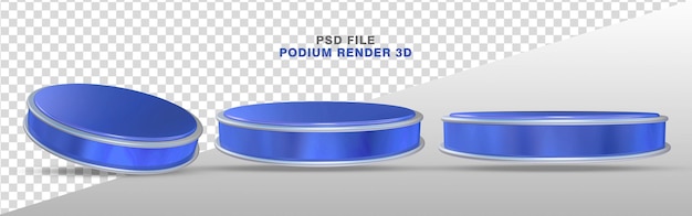 Realistic podium blue 3d rendering