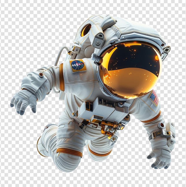 realistic portrait of astronaut isolated on transparent background