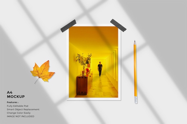 Realistic portrait paper frame photo mockup