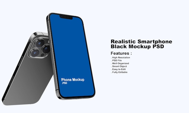 Realistic Premium Black Smartphone Mockup