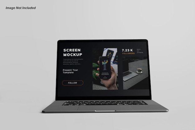 Realistic premium notebook pro for web ui and application mockup in front view