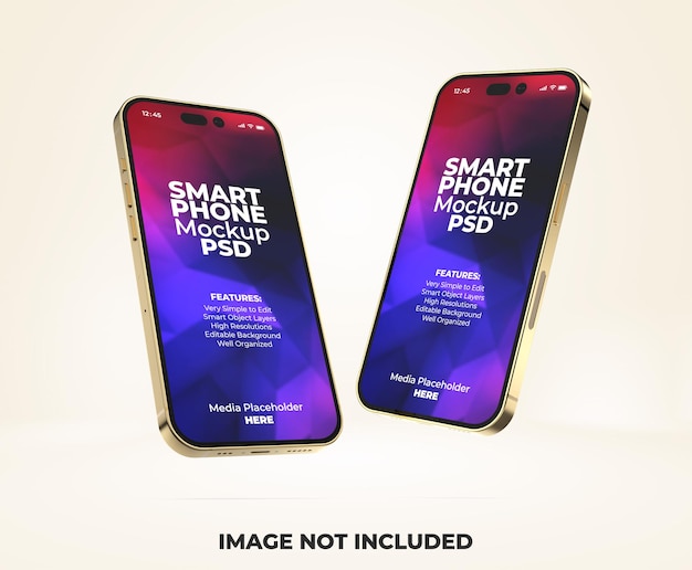 Realistic premium smartphone app presentation screen mockup template with transparent background