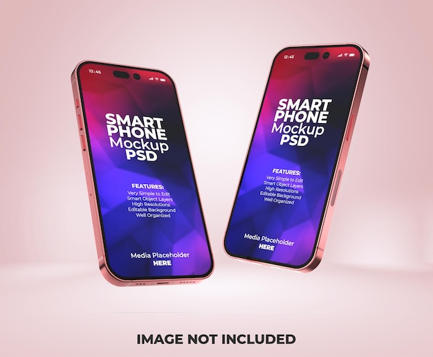 Realistic premium smartphone app presentation screen mockup template with transparent background