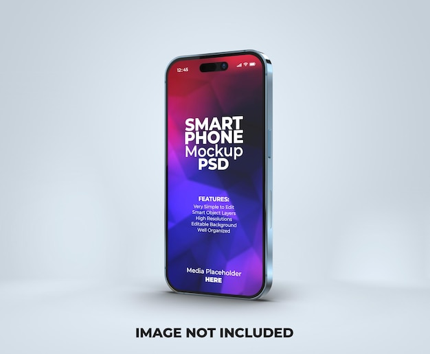 Realistic premium smartphone app presentation screen mockup template with transparent background