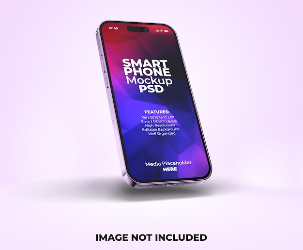 Realistic premium smartphone app presentation screen mockup template with transparent background