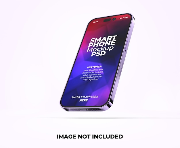 Realistic premium smartphone app presentation screen mockup template with transparent background