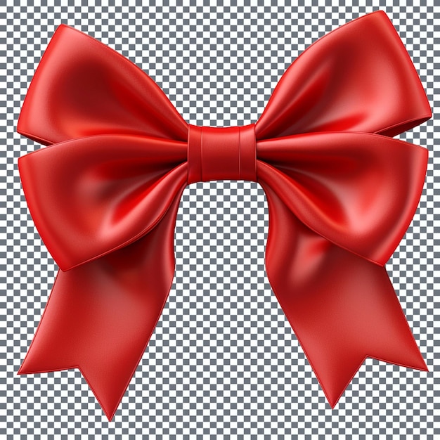 Realistic red bow isolated on transparent background