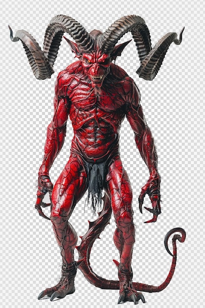 PSD realistic red devil isolated on transparent background generative ai