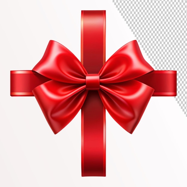 realistic red gift bow on transparent background