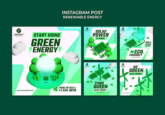 PSD realistic renewable energy instagram posts