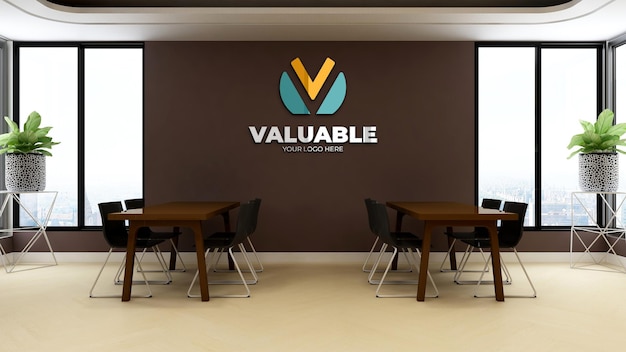 realistic restaurant logo mockup with brick wall