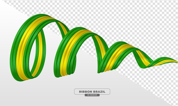 Realistic ribbon with Brazil flag colors in 3d render