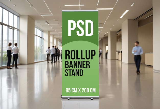 Realistic Rollup Banner Stand Mockup for Business Use