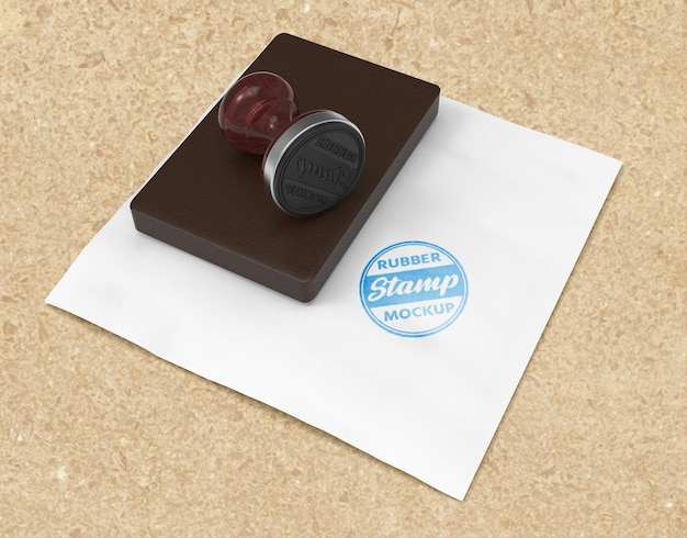 Realistic rubber stamp or stamp pad logo mockup design