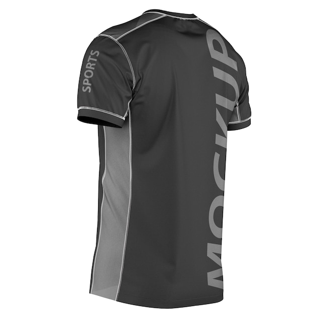 PSD realistic running sports jersey mockup back halfside view