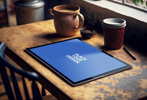 A realistic screen tablet PSD mockup 