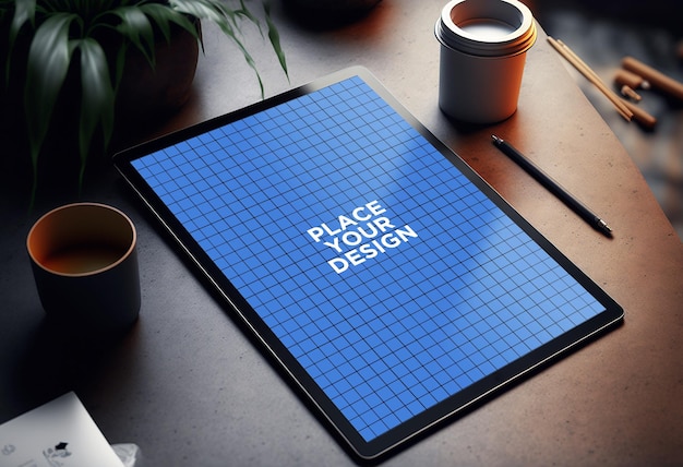 A realistic screen tablet PSD mockup 