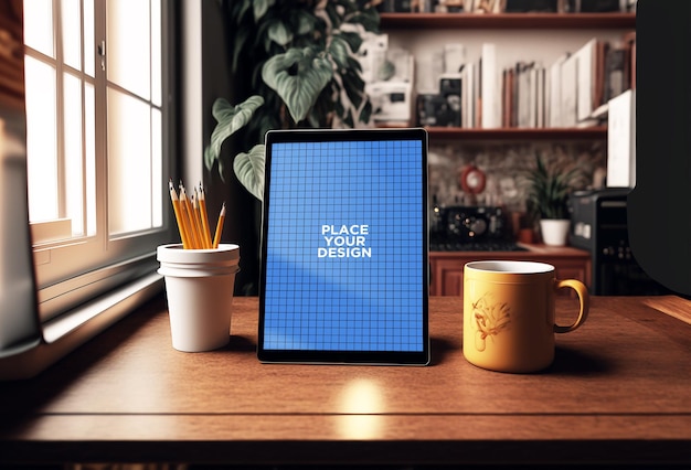 A realistic screen tablet PSD mockup 