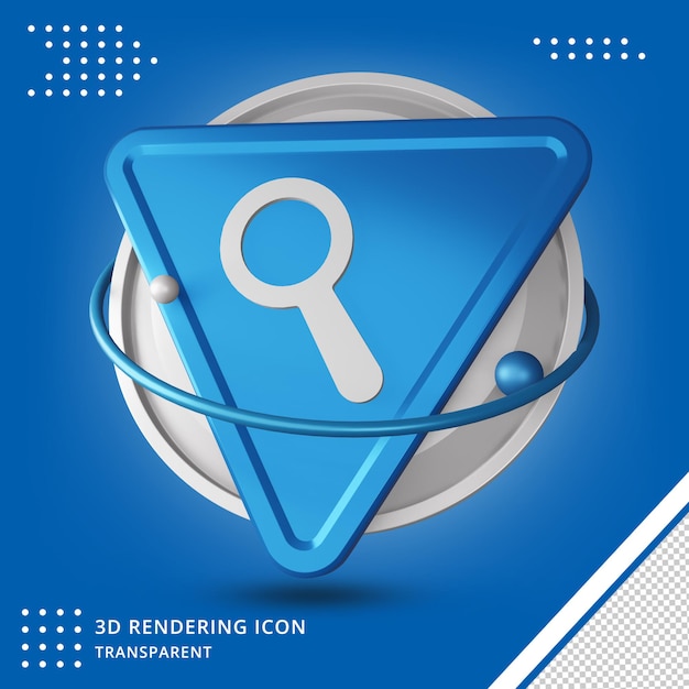 Realistic Search button icon in 3d rendering isolated