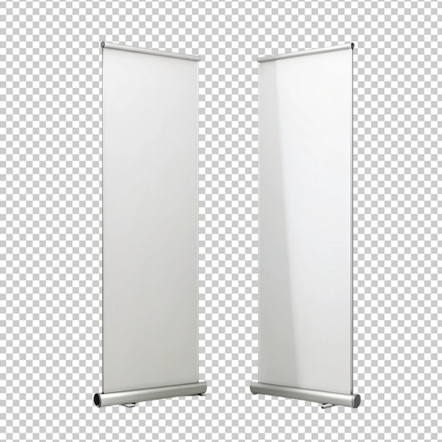 PSD realistic set of blank roll up banners vertical stands for exhibition and business presentation