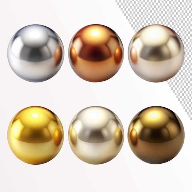 PSD a realistic set of chrome balls isolated silver on transparent background