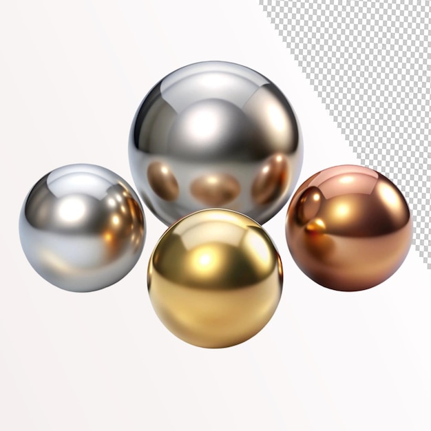 PSD a realistic set of chrome balls isolated silver on transparent background