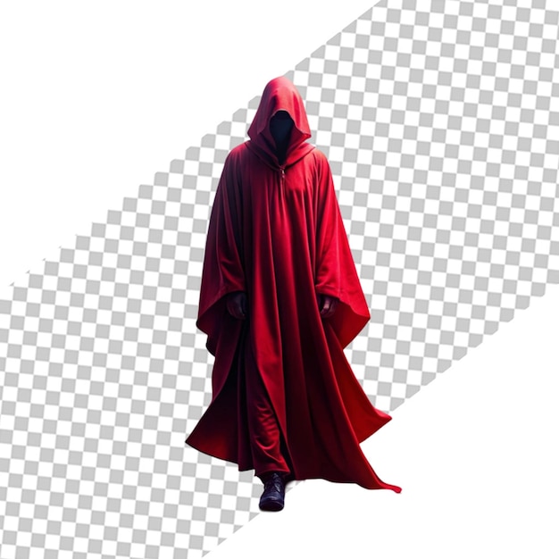 PSD realistic set of red cloaks with hood flowing silk fabrics isolated on white