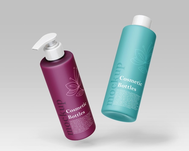 Realistic Shampoo Bottles Mockup