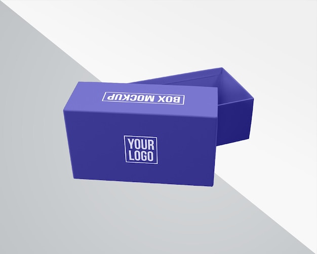 Realistic shoes box packaging mockup Rectangle box mockup Wide rectangle box mockup