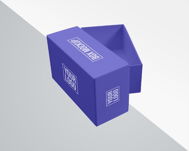 Realistic shoes box packaging mockup Rectangle box mockup Wide rectangle box mockup