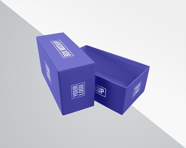 Realistic shoes box packaging mockup Rectangle box mockup Wide rectangle box mockup