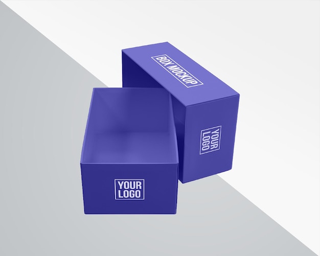 Realistic shoes box packaging mockup Rectangle box mockup Wide rectangle box mockup