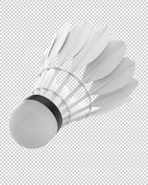 Realistic shuttlecock on transparent background 3d rendering illustration