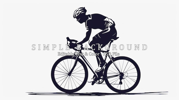 PSD realistic silhouette of a road bike racer man is riding on sport bicycle isolated