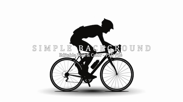 PSD realistic silhouette of a road bike racer man is riding on sport bicycle