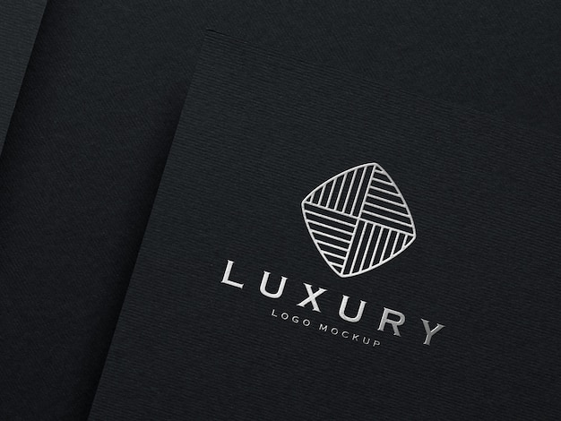 Realistic Silver Embossed Luxury Logo Mockup