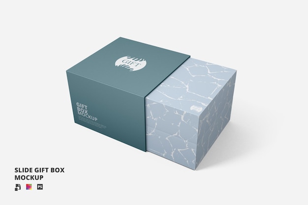 Realistic slide gift box mockup