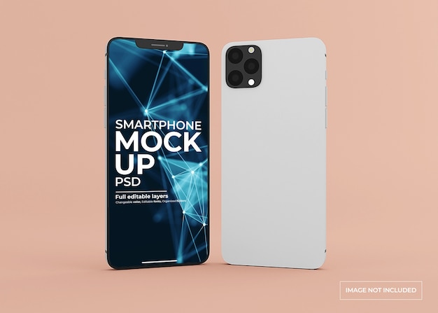 Realistic smartphone back view and screen mockup