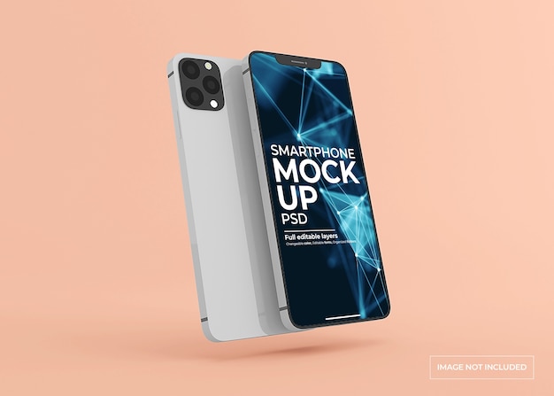 Realistic smartphone back view and screen mockup