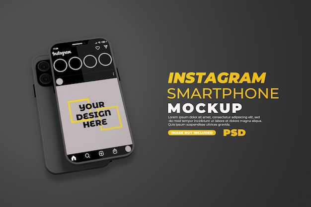 Realistic smartphone mockup with instagram isolated