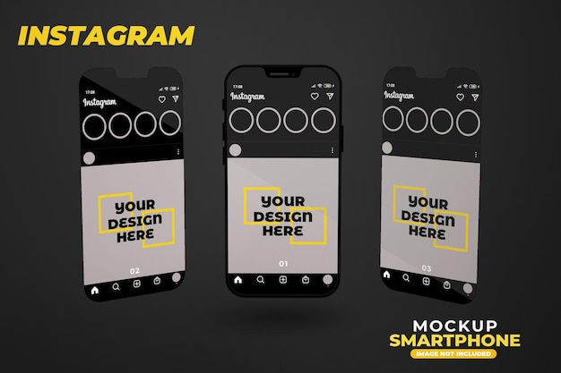 Realistic smartphone mockup with instagram isolated